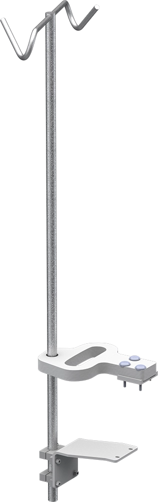Envoy 2.0 2-hook height adjustable IV Pole, Left Rear Mount